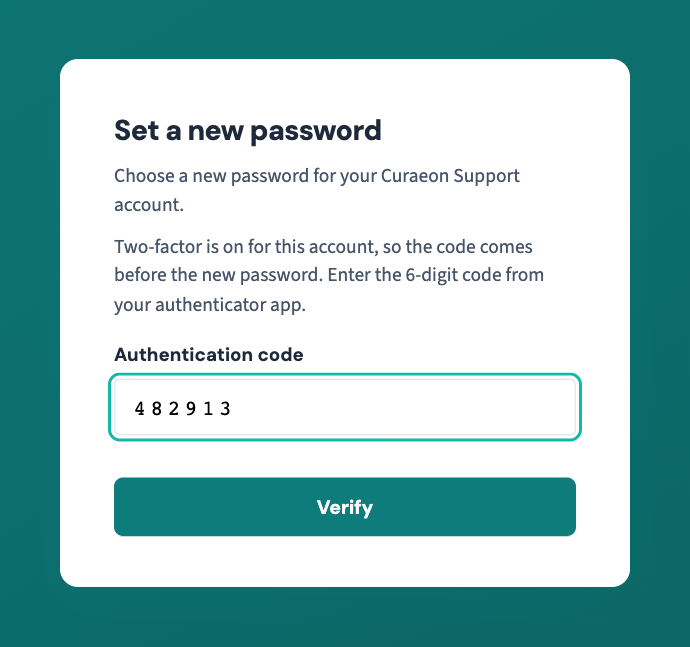Accounts with two-factor on are asked for the authenticator code before the new password.